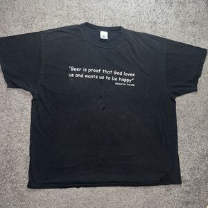 vtg 90s BENJAMIN FRANKLIN BEER IS PROOF THAT GOD LOVES US T-Shirt 2XL funny